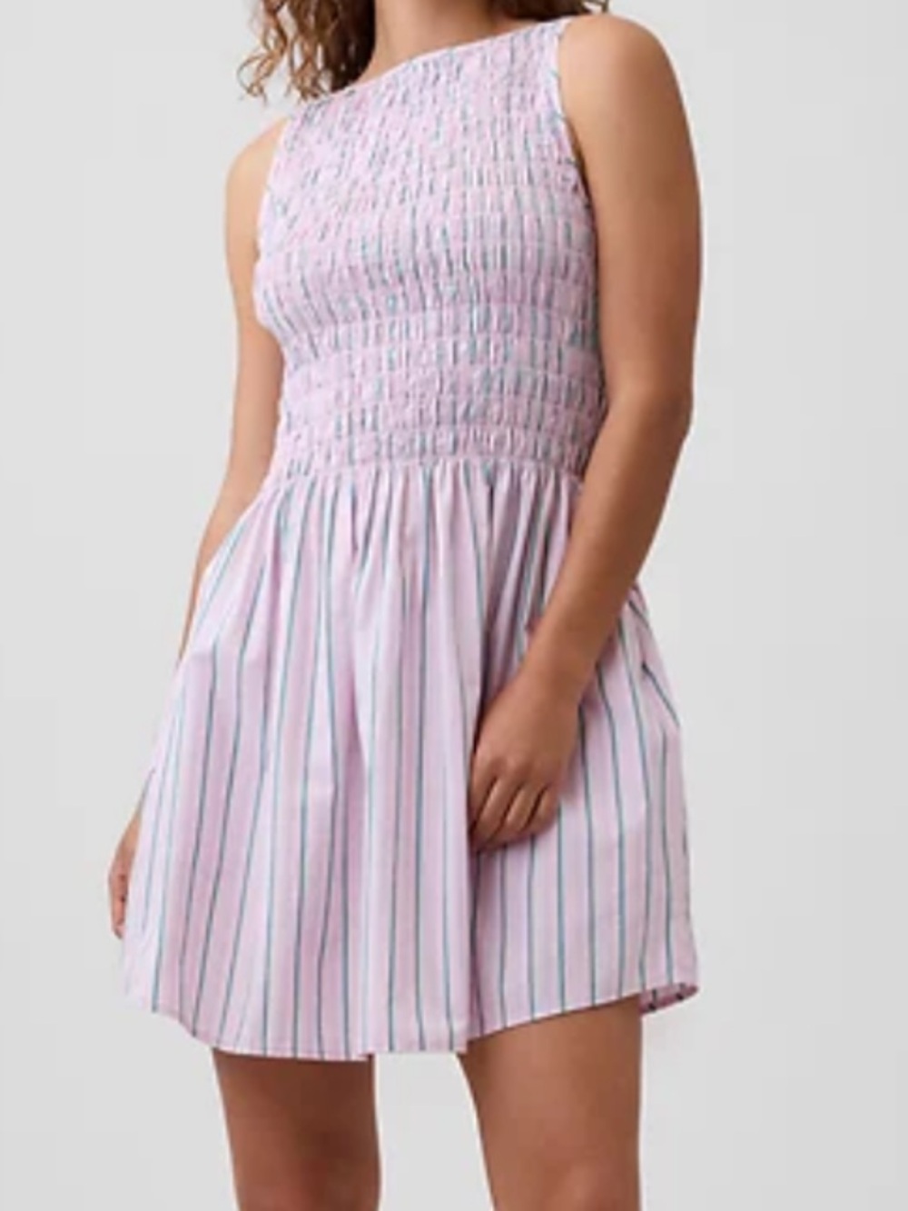 GAP Pink Sleeveless Smocked boatneck mini Dress
